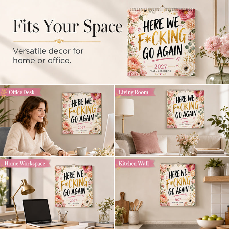 📅 PROMO FLASH 50% DE RÉDUCTION ! 😂 Calendrier Mural Sarcastique 2027 – Aquarelles Florales + Citations Pleines d’Esprit, Papier Résistant, Anti-Décoloration, 200g, Idéal Cadeau Bureau/Maison 🏆