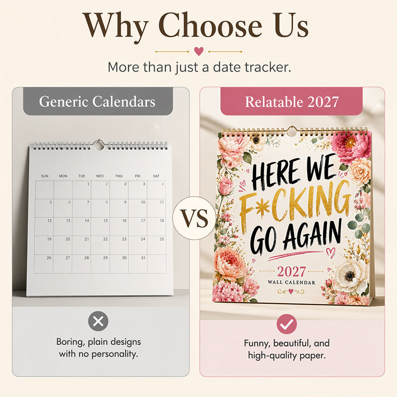 📅 PROMO FLASH 50% DE RÉDUCTION ! 😂 Calendrier Mural Sarcastique 2027 – Aquarelles Florales + Citations Pleines d’Esprit, Papier Résistant, Anti-Décoloration, 200g, Idéal Cadeau Bureau/Maison 🏆