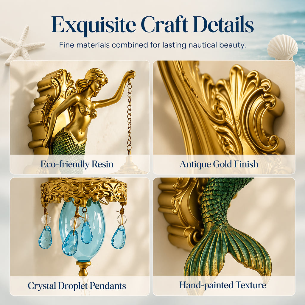 🧜‍♂️ Aplique de pared vintage con diseño de sirena 🏘️ Para uso interior y exterior