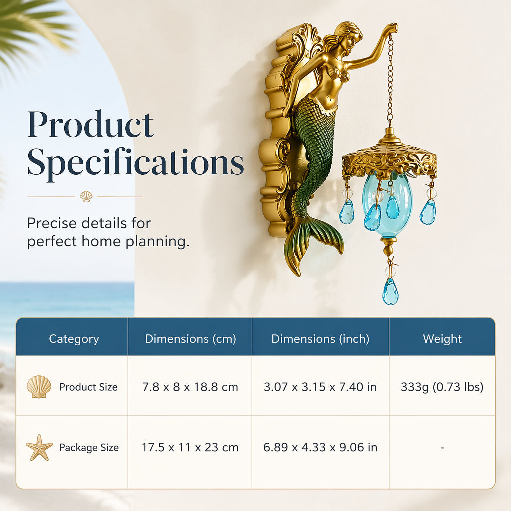 🧜‍♂️ Aplique de pared vintage con diseño de sirena 🏘️ Para uso interior y exterior