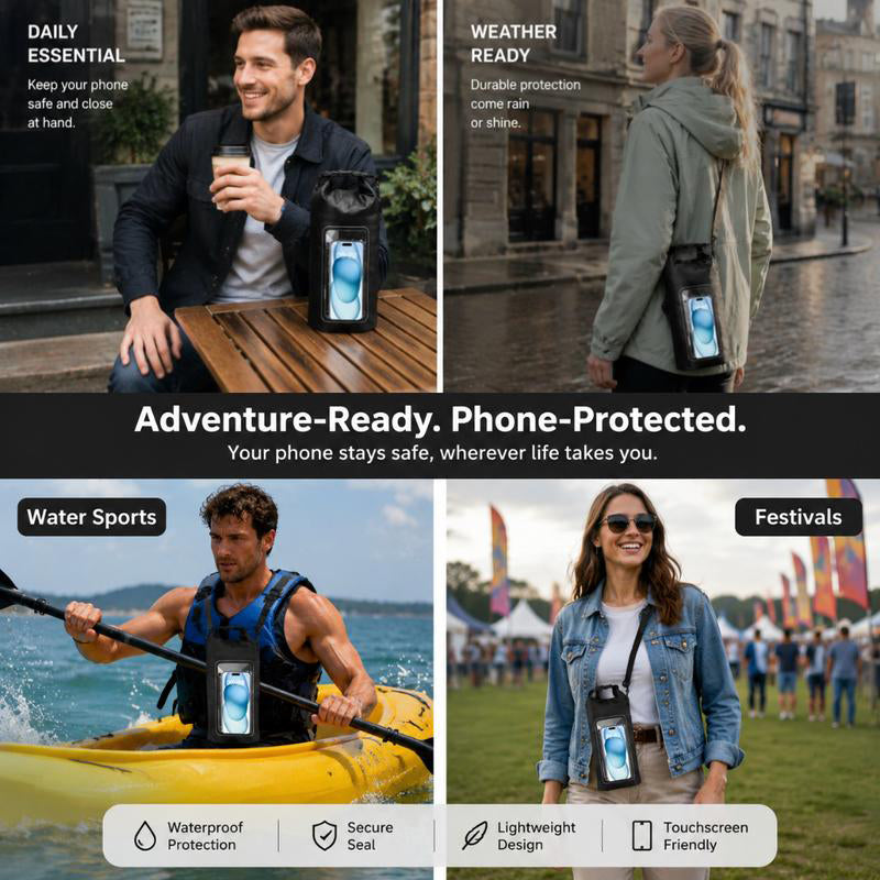 ⏳Oferta por Tiempo Limitado⏰ Bolsa Impermeable con Pantalla Táctil IPX8 – Funda para Teléfono para Natación, Playa y Kayak | Ventana Antivaho Cristal Transparente