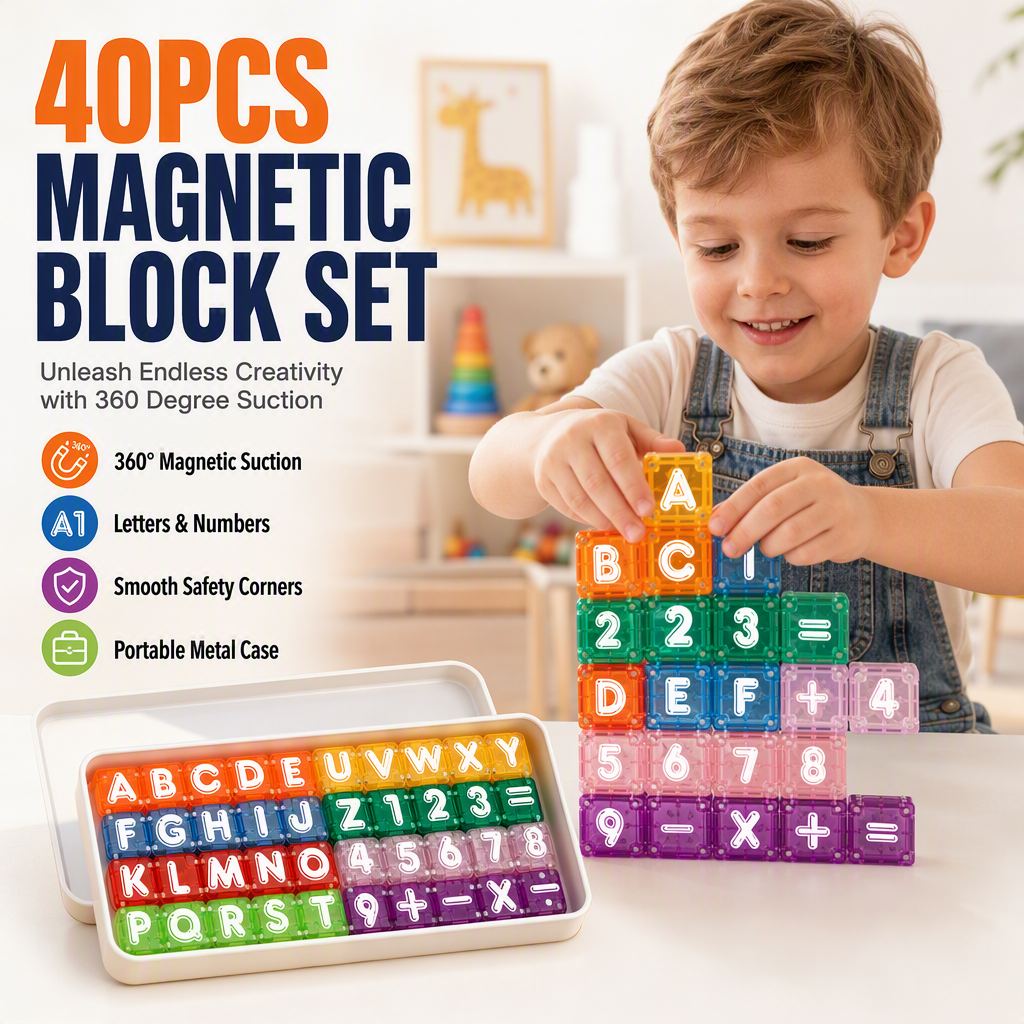 📚 Build Words, Count & Create – 40-Piece Magnetic Alphabet & Number Set. Durable & Easy to Store. Free UK Delivery