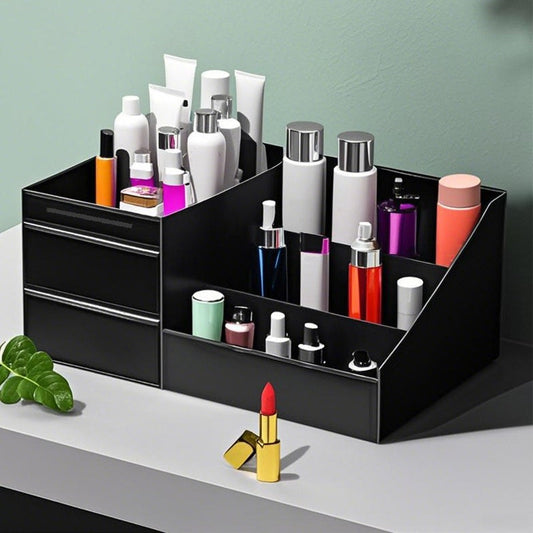 💥Organizador de Maquillaje de Escritorio con Cajones – Diseño PP Ahorra Espacio, Almacenamiento Multinivel y Cajones Deslizantes Portátiles ✨