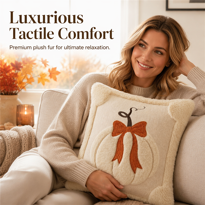 Cozy Pumpkin Throw Pillow Cover 