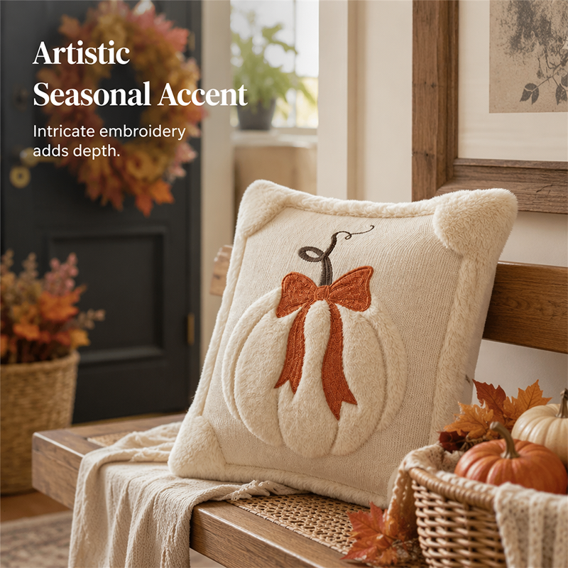 Cozy Pumpkin Throw Pillow Cover 