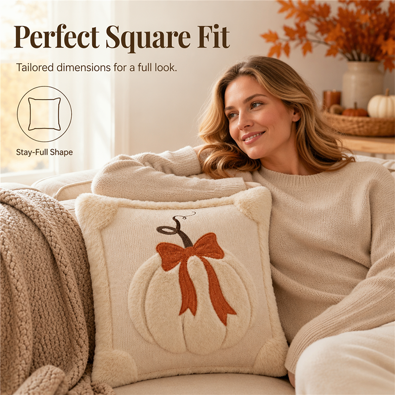 Cozy Pumpkin Throw Pillow Cover 