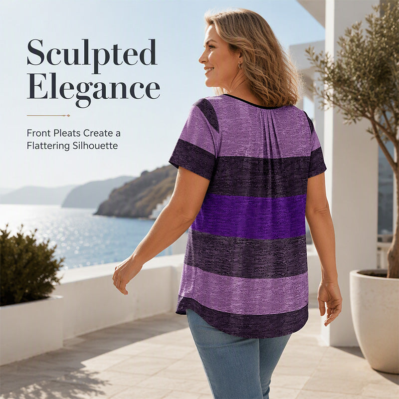 🏖️Venta de Verano 50% OFF🏝️👚Top Casual de Talla Grande con Bloques de Color para Mujer✨