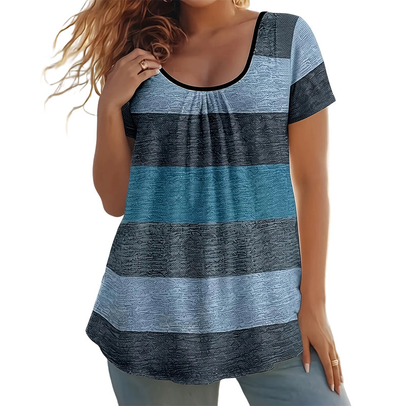 🏖️Venta de Verano 50% OFF🏝️👚Top Casual de Talla Grande con Bloques de Color para Mujer✨