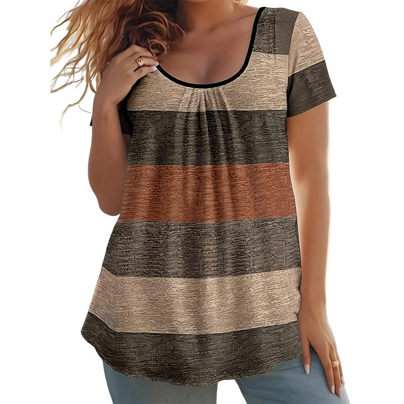 🏖️Venta de Verano 50% OFF🏝️👚Top Casual de Talla Grande con Bloques de Color para Mujer✨