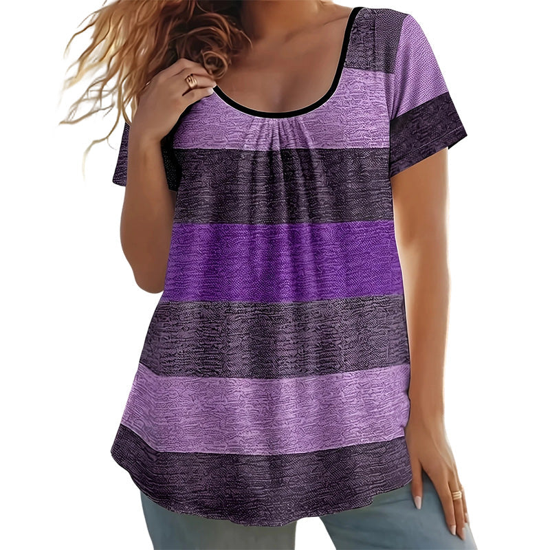 🏖️Venta de Verano 50% OFF🏝️👚Top Casual de Talla Grande con Bloques de Color para Mujer✨