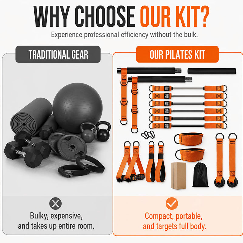 Kit de Barra de Pilates Portátil con 6 Bandas de Resistencia