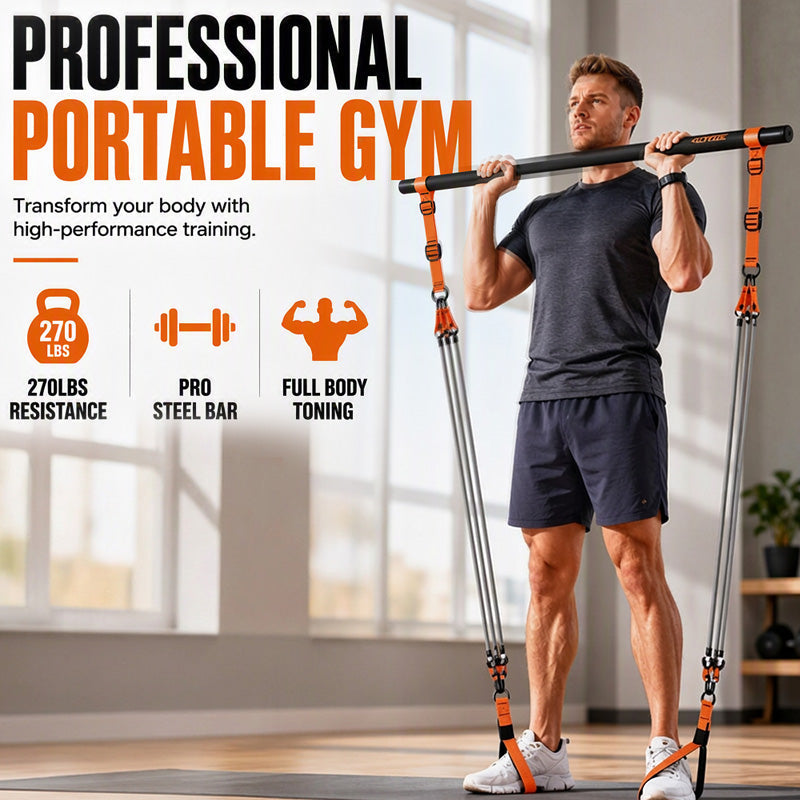 Kit de Barra de Pilates Portátil con 6 Bandas de Resistencia