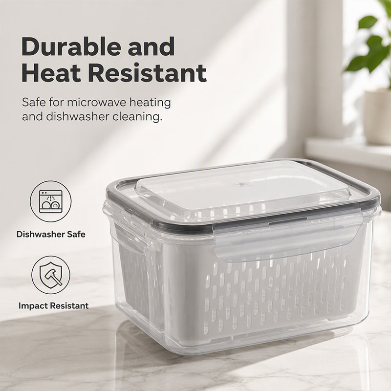 ⏳🔥LIMITED-TIME 50% OFF! ⏰3-Piece Fruit Drain Basket and Storage Container Set with Lids