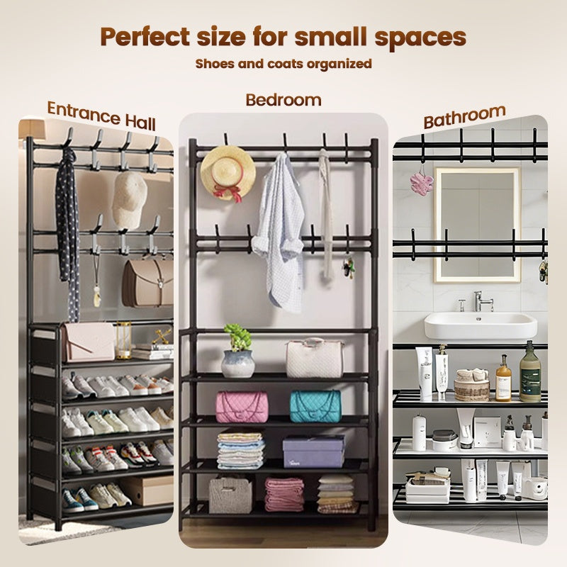 ✨ Perchero con Zapatero 3 en 1 – Ahorra Espacio, Resistente y Estable 🏠