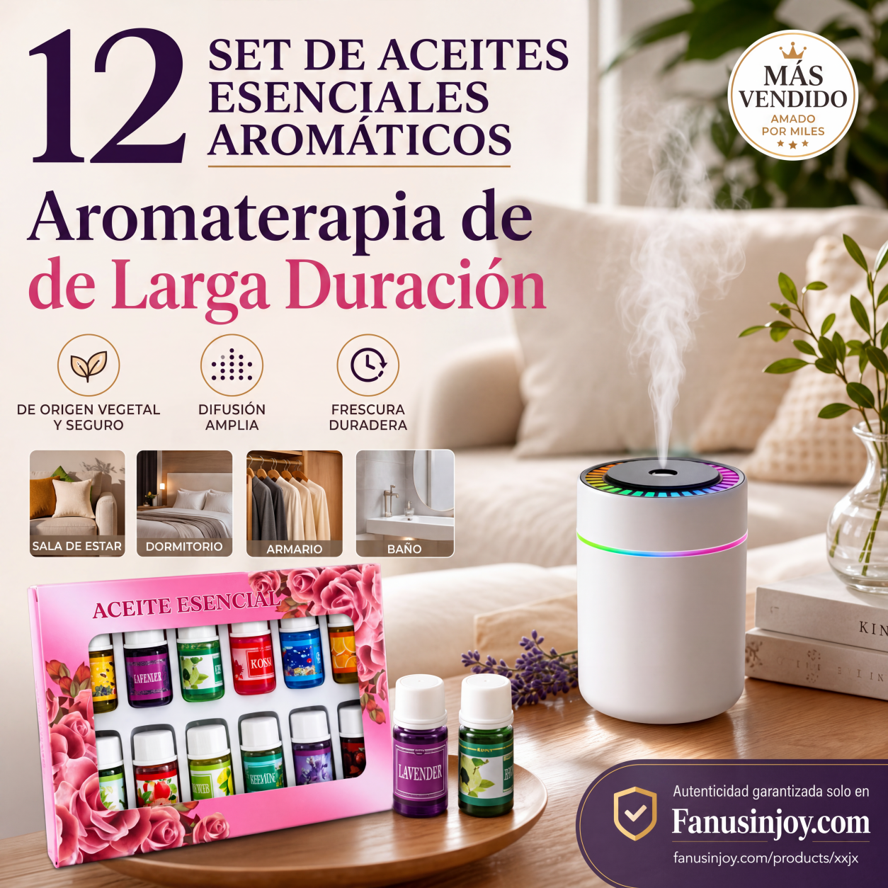 🔥¡Oferta limitada con 50% de descuento! 🎁🌺¡El aroma fresco te levanta el ánimo! 🌷Juego de 12 aceites esenciales solubles en agua