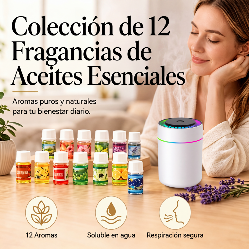 🔥¡Oferta limitada con 50% de descuento! 🎁🌺¡El aroma fresco te levanta el ánimo! 🌷Juego de 12 aceites esenciales solubles en agua