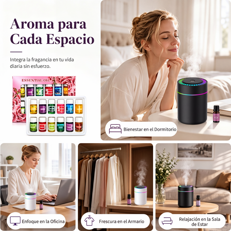 🔥¡Oferta limitada con 50% de descuento! 🎁🌺¡El aroma fresco te levanta el ánimo! 🌷Juego de 12 aceites esenciales solubles en agua