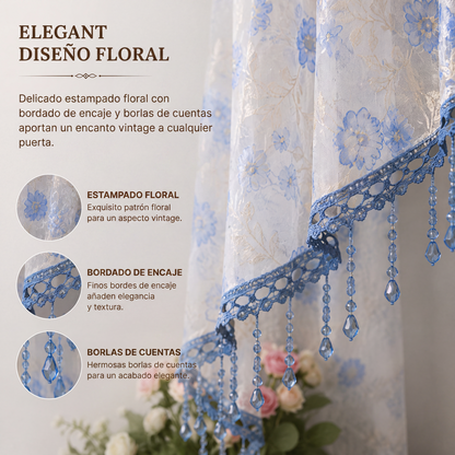 🔥55 % de descuento en productos seleccionados🎉🌸Cortina corta de encaje para puerta con borlas