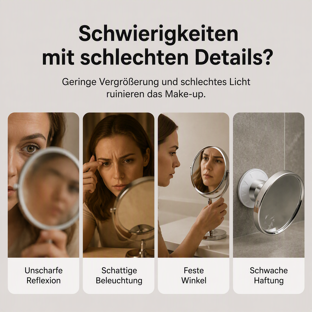 德10-fach vergrößernder Schminkspiegel mit LED-Licht und Saugnapf