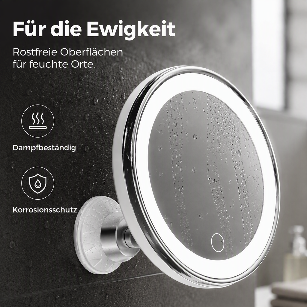 德10-fach vergrößernder Schminkspiegel mit LED-Licht und Saugnapf