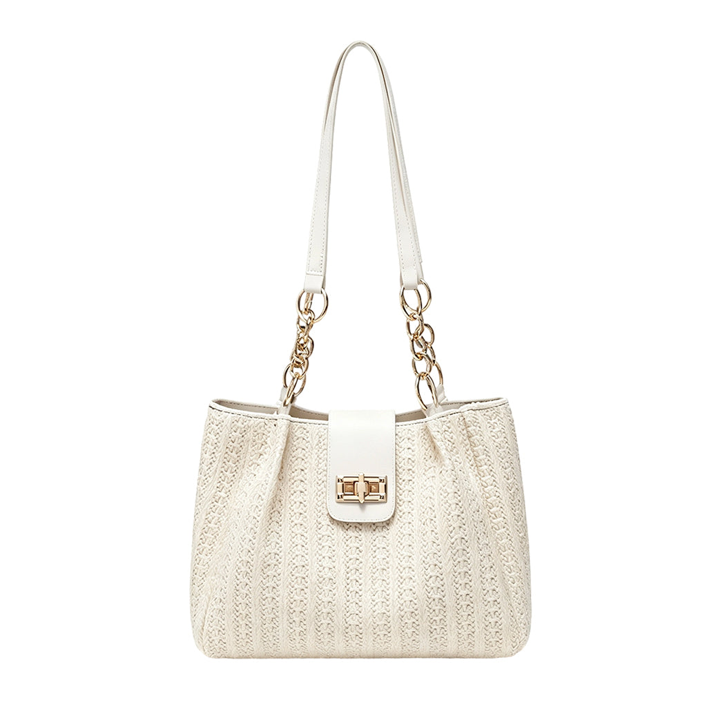 👜 -50% DE DESCUENTO! 🌾 Bolso de Paja Espacioso – Cuero PU + Paja – Trenzado Artesanal y Herrajes Dorados para un Estilo Diario Chic ☀️
