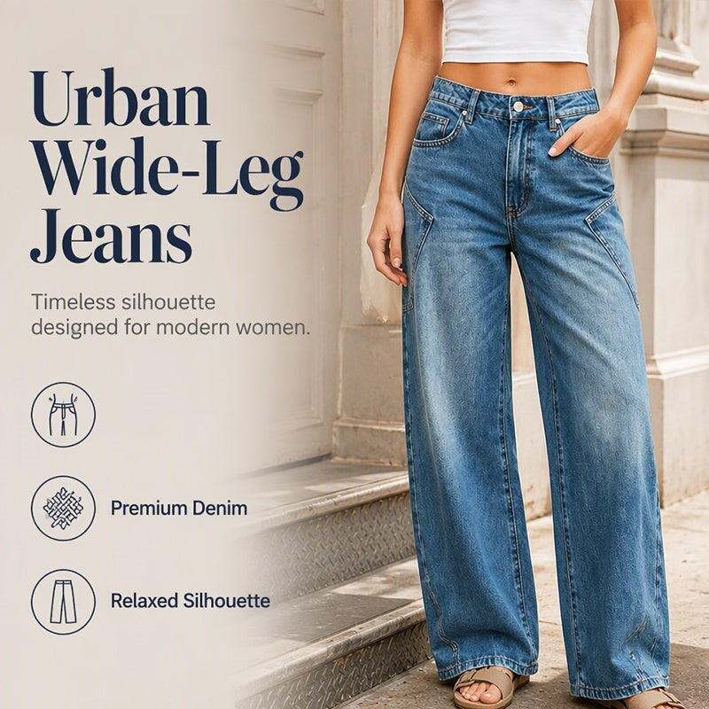 Jeans de Pierna Ancha Casual para Mujer