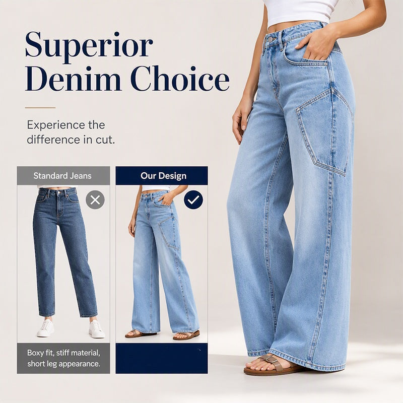 Jeans de Pierna Ancha Casual para Mujer