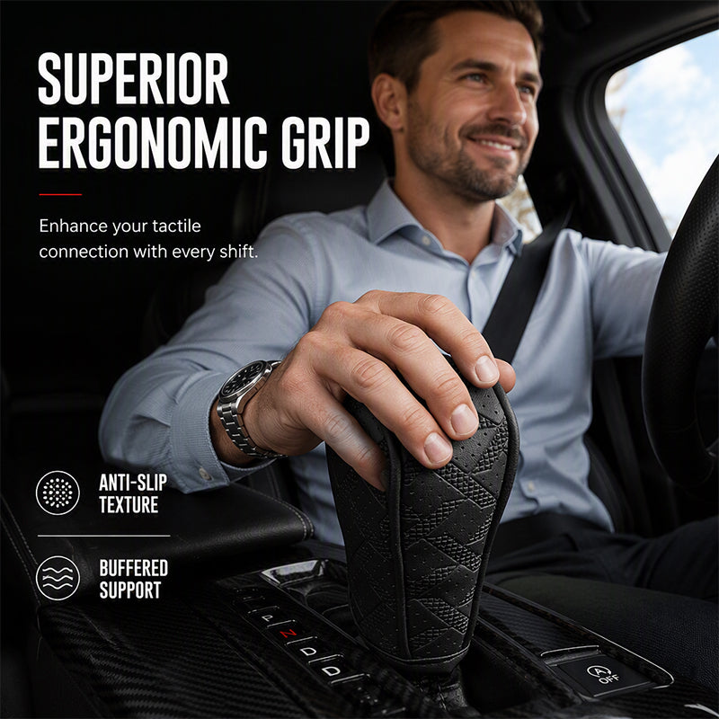 🎉 Oferta 2026 — ¡Más de 18,000 Vendidos! 🚗 Funda para Palanca de Cambios Transpirable – ¡Cuero Perforado Láser, Agarre Frío y Seco! ✨