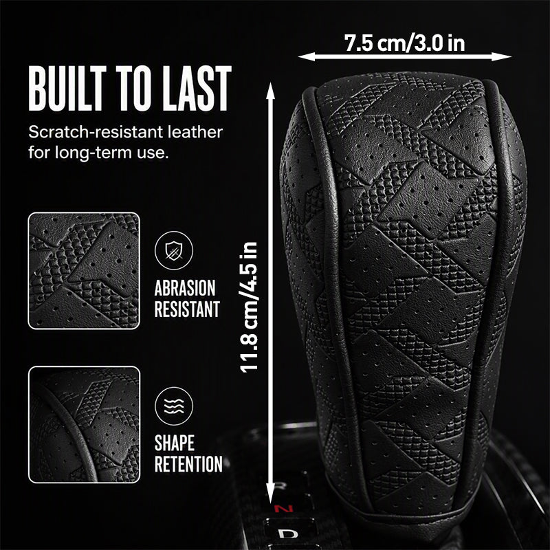 🎉 Oferta 2026 — ¡Más de 18,000 Vendidos! 🚗 Funda para Palanca de Cambios Transpirable – ¡Cuero Perforado Láser, Agarre Frío y Seco! ✨