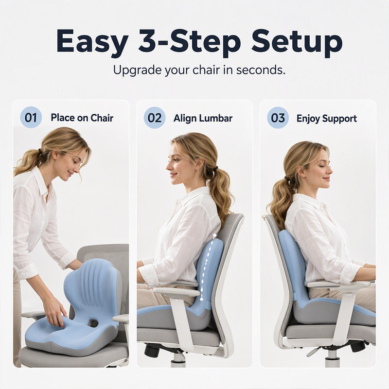 🪑 ¡56 % DE DESCUENTO AHORA! ✨ Cojín Ergonómico de Espuma Viscoelástica con Soporte Lumbar – Cómodo y con Gran Sujeción para Hogar, Oficina y Coche 💺🛡️