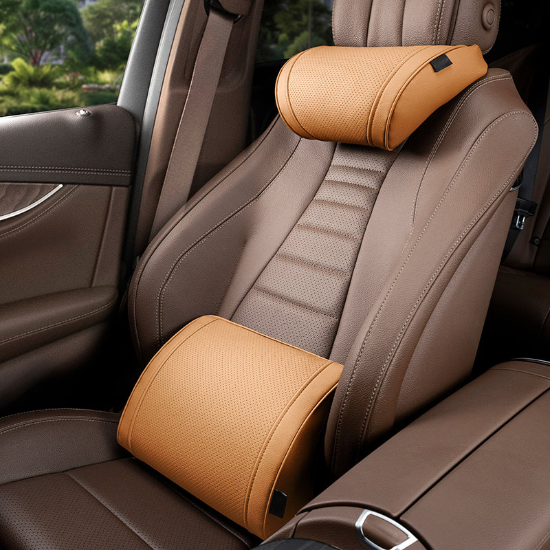 🚗✨ Set Ergonómico Reposacabezas y Lumbar – Soporte Perfecto para Cuello y Espalda, Ideal para Viajes Largos y el Día a Día 🛣️💆‍♂️