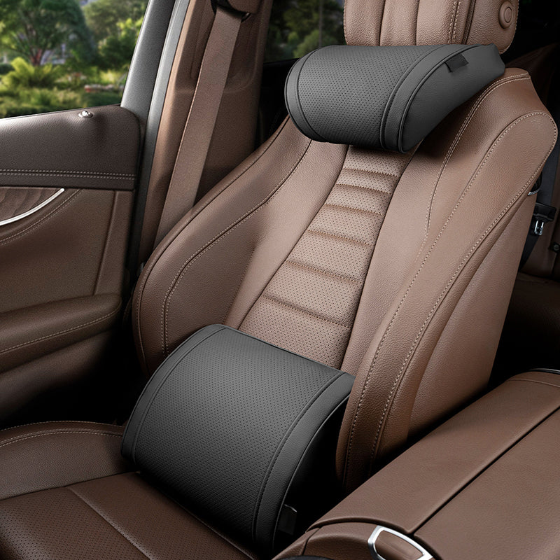 🚗✨ Set Ergonómico Reposacabezas y Lumbar – Soporte Perfecto para Cuello y Espalda, Ideal para Viajes Largos y el Día a Día 🛣️💆‍♂️