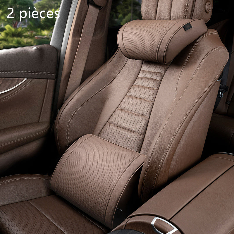 🚗✨ Set Ergonómico Reposacabezas y Lumbar – Soporte Perfecto para Cuello y Espalda, Ideal para Viajes Largos y el Día a Día 🛣️💆‍♂️