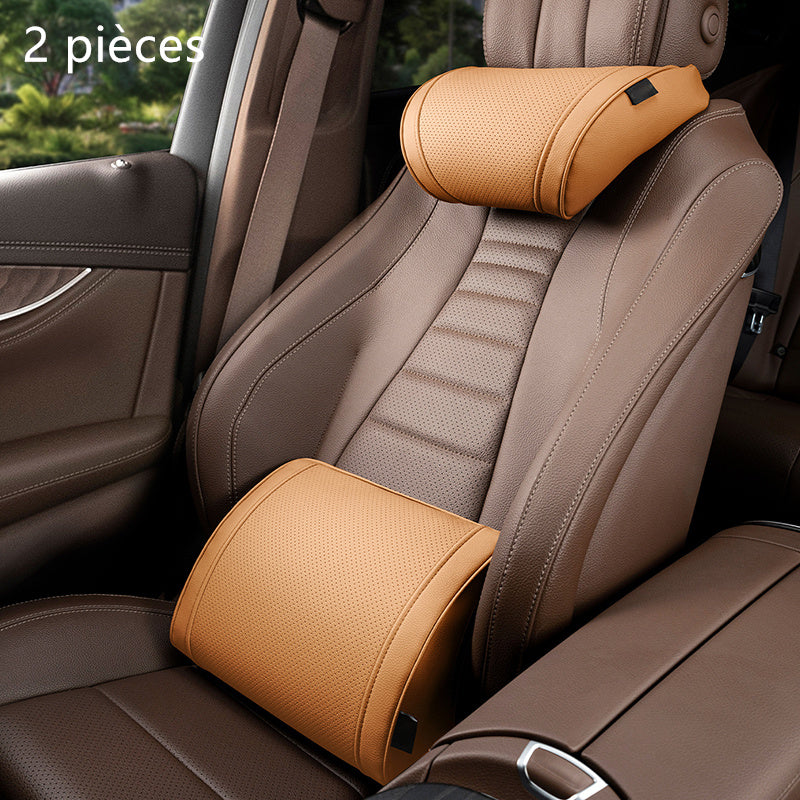 🚗✨ Set Ergonómico Reposacabezas y Lumbar – Soporte Perfecto para Cuello y Espalda, Ideal para Viajes Largos y el Día a Día 🛣️💆‍♂️