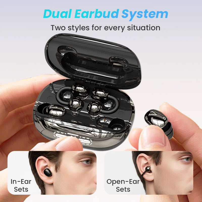 Auriculares TWS 2 en 1 con sets abiertos e intrauditivos