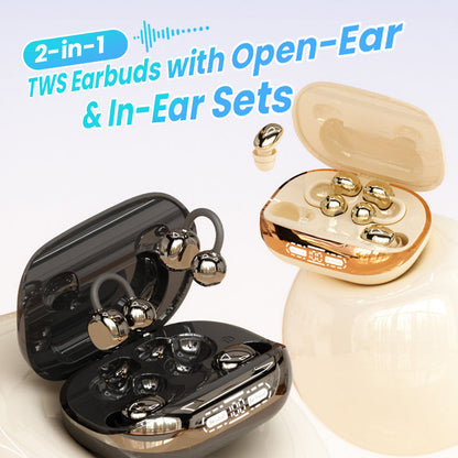 Auriculares TWS 2 en 1 con sets abiertos e intrauditivos