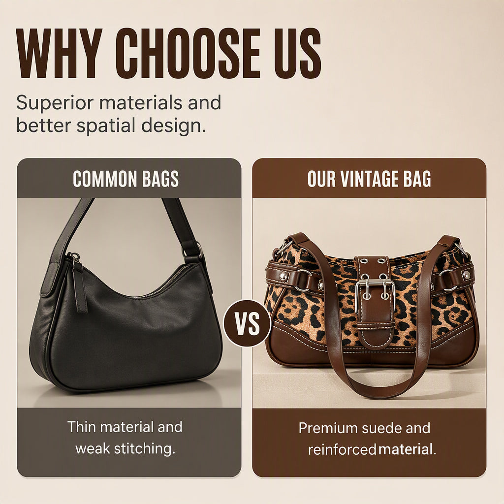 🐆 ¡TIEMPO LIMITADO 50% DE DESCUENTO! 🤎 Bolso de Hombro con Estampado de Leopardo Retro para Mujer – Bolso Cruzado Vintage con Detalles de Remaches ✨