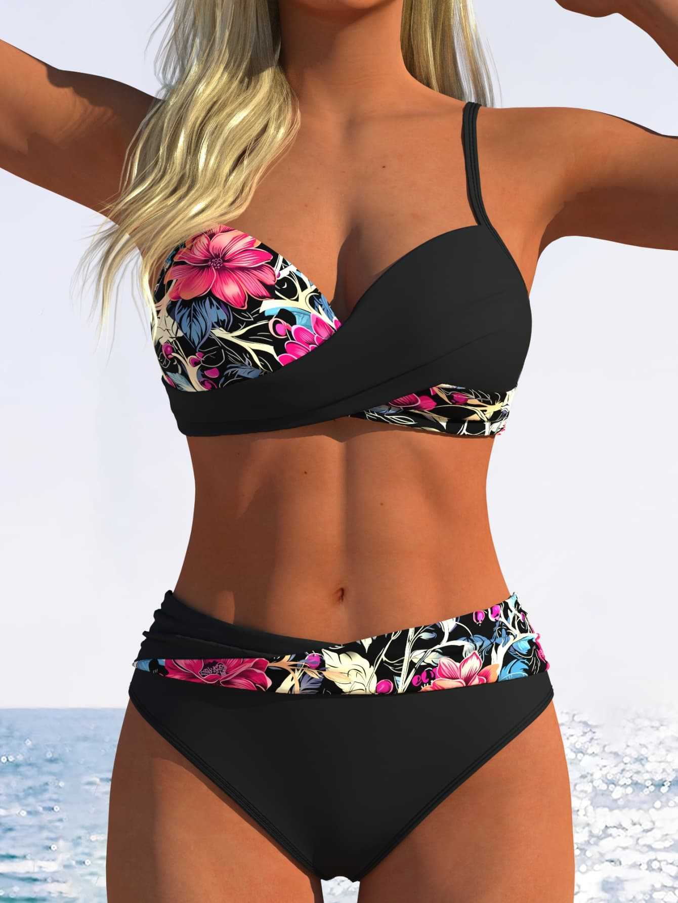⏰🔥 ¡OFERTA 50% OFF! 👙✨ Bikini Push-Up de Dos Piezas para Mujer – Diseño Cruzado, Figura Favorecida y Estilo Elegante de Playa 🌴💖