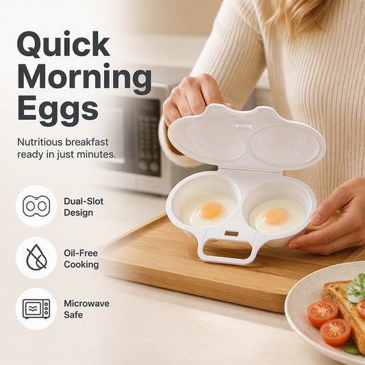 🍳¡Compra 1 y Lleva 2 Gratis!✨ Escalfador de Huevos para Microondas de Doble Cavidad