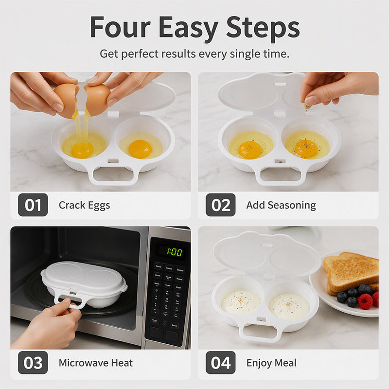 🍳Buy 1 Get 1 Free✨Dual Cavity Microwave Egg Poacher