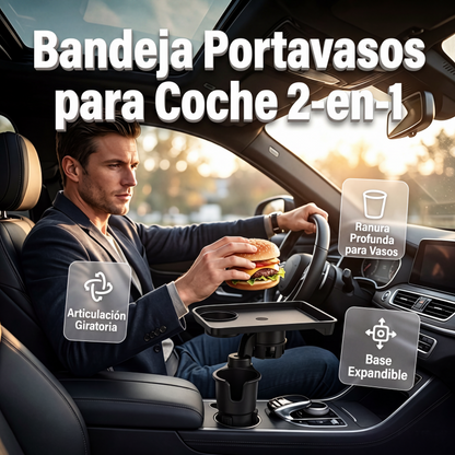 Extensor de portavasos para coche con bandeja