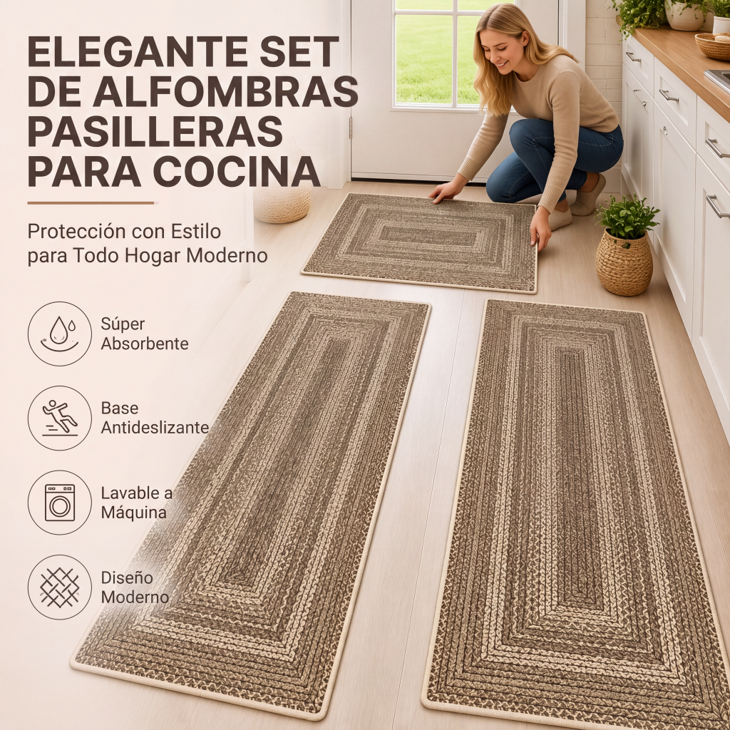 Alfombra de pasillo tejida elegante