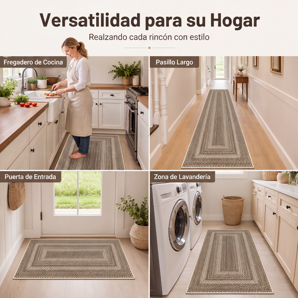 Alfombra de pasillo tejida elegante
