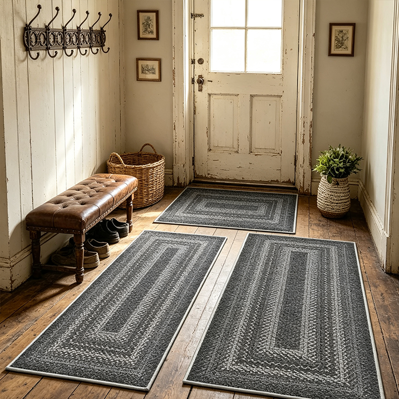 Alfombra de pasillo tejida elegante