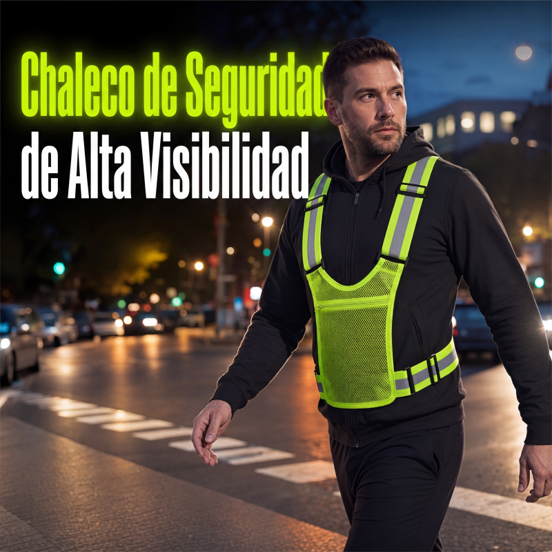 Chaleco reflectante de alta visibilidad, equipo de seguridad ajustable para correr con bolsillo