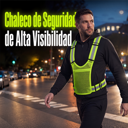 Chaleco reflectante de alta visibilidad, equipo de seguridad ajustable para correr con bolsillo
