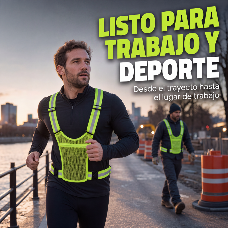 Chaleco reflectante de alta visibilidad, equipo de seguridad ajustable para correr con bolsillo