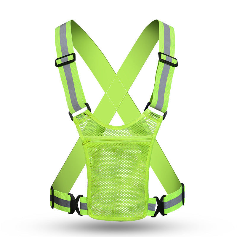 Chaleco reflectante de alta visibilidad, equipo de seguridad ajustable para correr con bolsillo