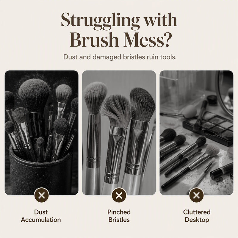 Organizador Elegante Antipolvo para Brochas de Maquillaje
