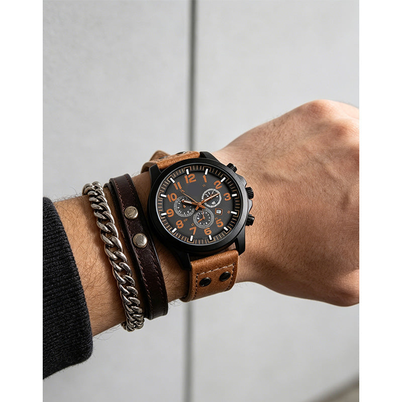 Reloj Analógico de Esfera Audaz con Función de Fecha